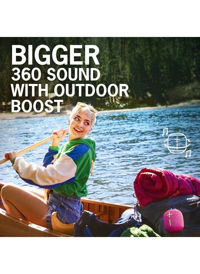 Ultimate Ears - WONDERBOOM 3، مكبر صوت لاسلكي صغير محمول بتقنية البلوتوث، صوت جهير قوي بزاوية 360 درجة للاستخدام في الهواء الطلق، مقاوم للماء والغبار IP67، قابل للطفو، مدى 131 قدمًا - وردي فاتح - Image 1