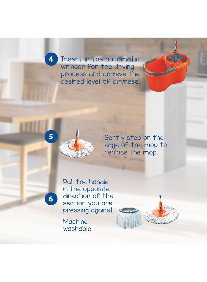 Macromax Focus Spin Mop and Bucket Set – 360° Rotating Wring System, Super Absorbent Microfiber Mop - Image 5