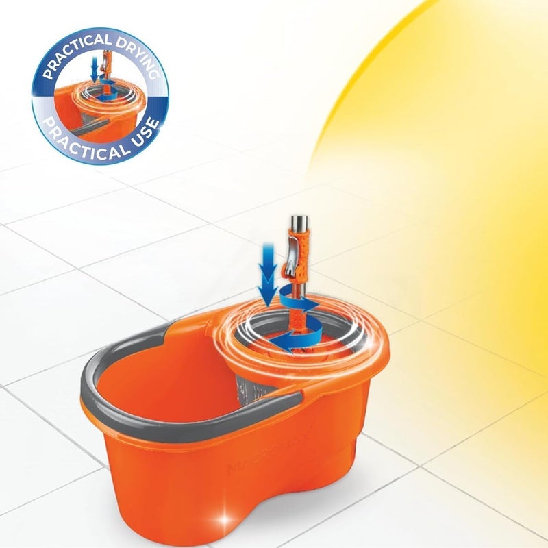 Macromax Focus Spin Mop and Bucket Set – 360° Rotating Wring System, Super Absorbent Microfiber Mop - Image 3