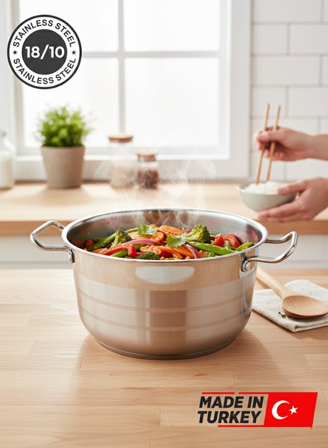 Trust Stainless Steel Cooking Pot 24CM Silver 18/10 (Made in Turkey) - Image 3