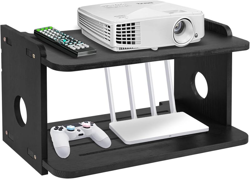 BEARUT Projector ShelfProjector Wall Mount Floating Shelf Projector StandProjector Rack HolderProjector MountRouter Shelf Storage Box Modem Cable Box Shelf for Xbox Series PS5 PS4 by Wood - Image 1