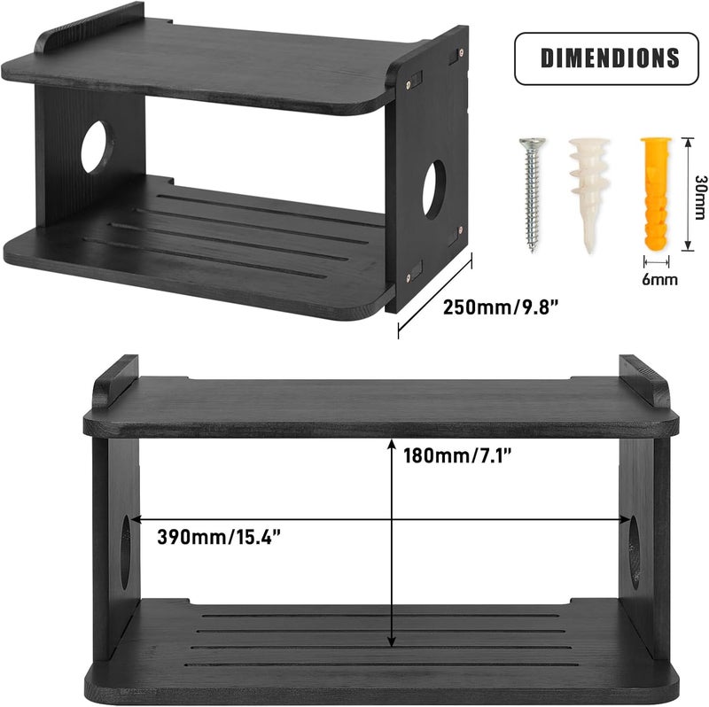 BEARUT Projector ShelfProjector Wall Mount Floating Shelf Projector StandProjector Rack HolderProjector MountRouter Shelf Storage Box Modem Cable Box Shelf for Xbox Series PS5 PS4 by Wood - Image 3
