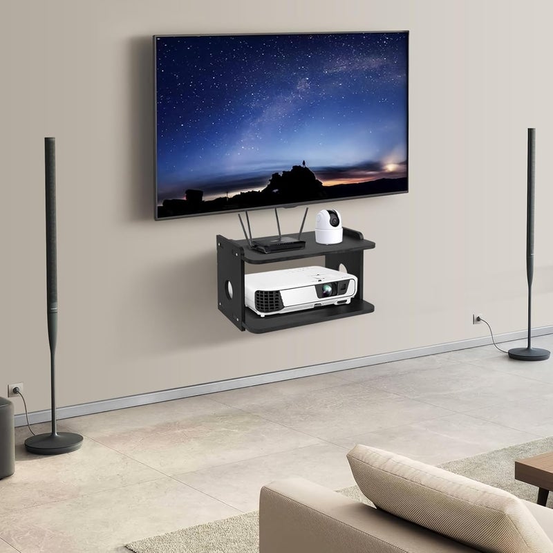 BEARUT Projector ShelfProjector Wall Mount Floating Shelf Projector StandProjector Rack HolderProjector MountRouter Shelf Storage Box Modem Cable Box Shelf for Xbox Series PS5 PS4 by Wood - Image 4