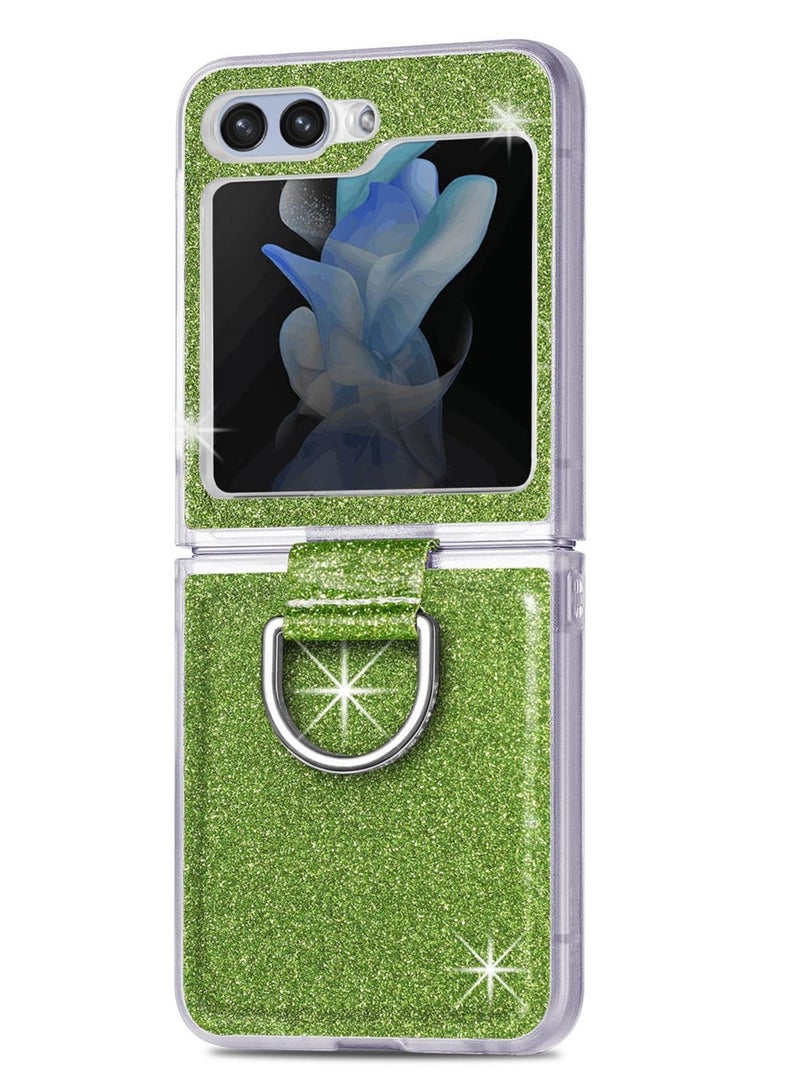 KASTWAVE Glitter Case for Samsung Galaxy Z Flip 5 5G, Slim-Fit Soft Silicone TPU Protective Case with Ring Holder Kickstand Shockproof Bling Folding Phone Cover for Samsung Galaxy Z Flip 5 5G Green - Image 1