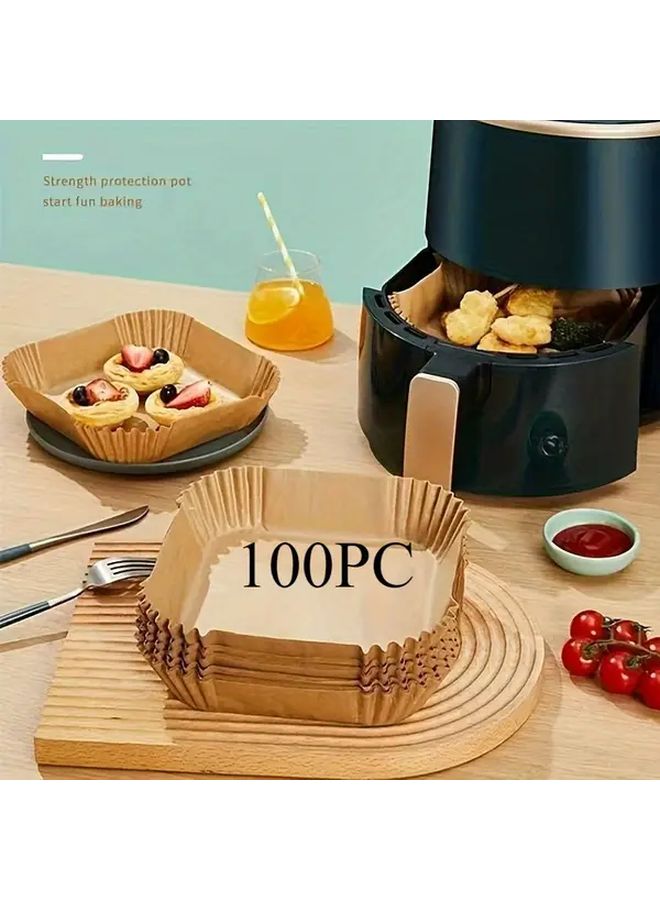 100pcs Square Air Fryer Liners Non Stick Parchment Paper for Oil Absorbing Healthy Low Oil Cooking Easy Cleanup Fits Most Air Fryers And Ovens - Image 1