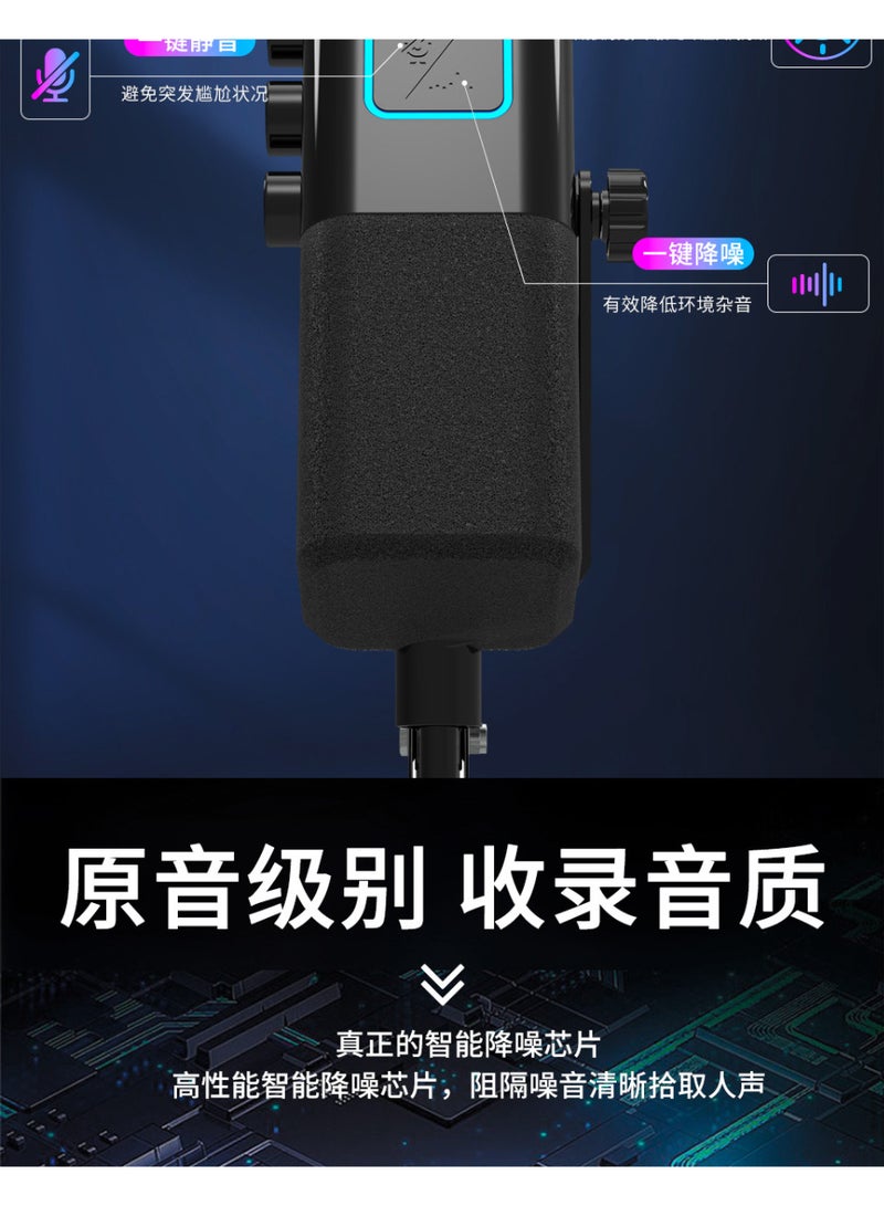 WM13 Professional Studio Microphone Kit with Adjustable Boom Arm, Smart Touch Screen, Triple Control Knobs & RGB Ring for Streaming, Podcast & Recording - Image 5