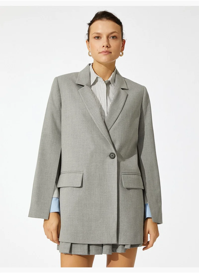 كوتون Slitted Sleeve Wrapped Blazer Jacket