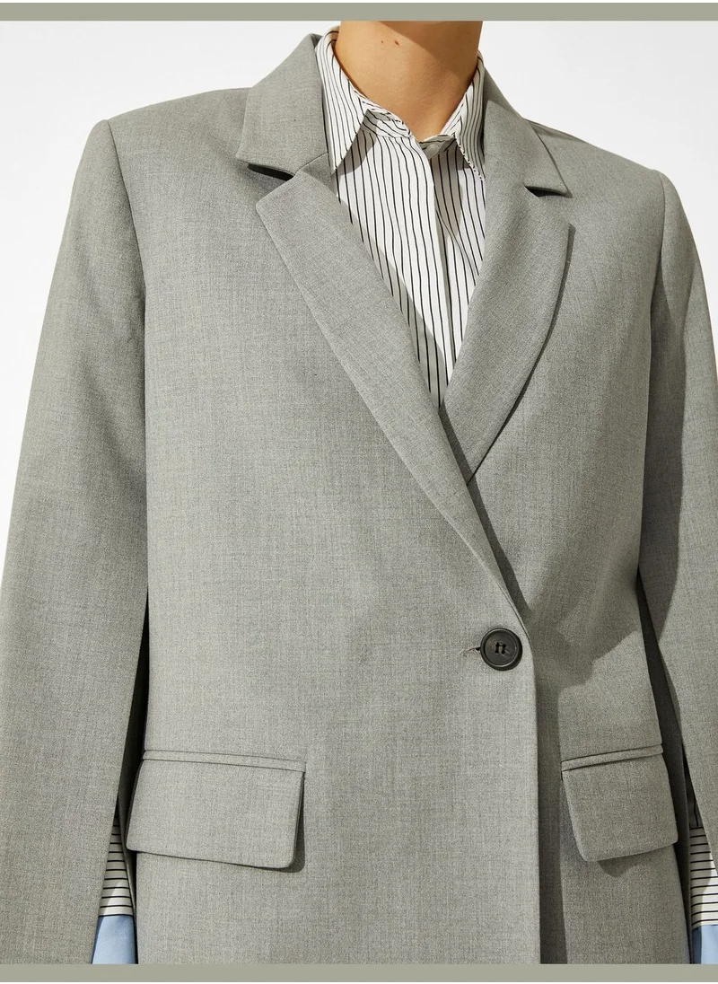 كوتون Slitted Sleeve Wrapped Blazer Jacket