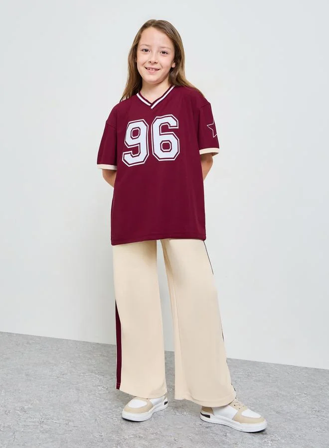 Styli Girls Oversized T-Shirt and Wide Leg Joggers Set