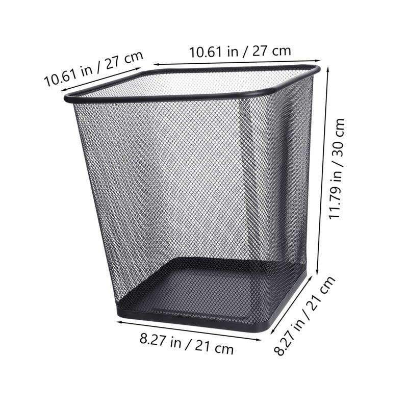 Ventilated Metal Mesh Trash Can Large Black Waste Basket For Bedroom Bathroom Office - Image 3