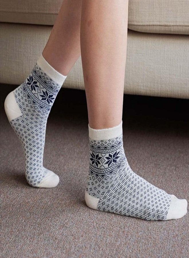 HOMSSEM Women's Cotton Blend Knit Crew Socks, Soft Everyday Nordic Style Set - Colorful Patterns, Made in Korea (Style 05) - Image 2
