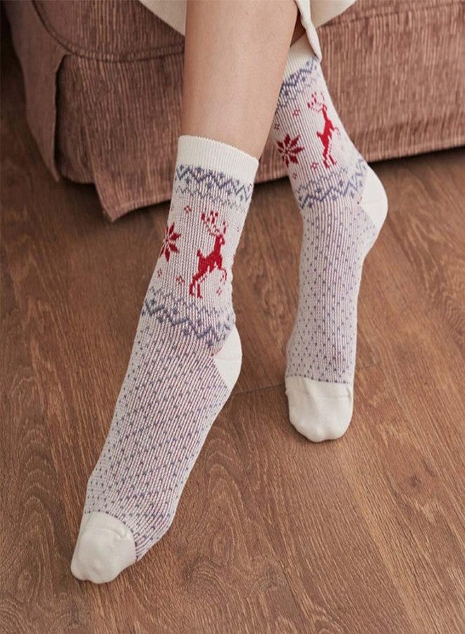 HOMSSEM Women's Cotton Blend Knit Crew Socks, Soft Everyday Nordic Style Set - Colorful Patterns, Made in Korea (Style 05) - Image 4