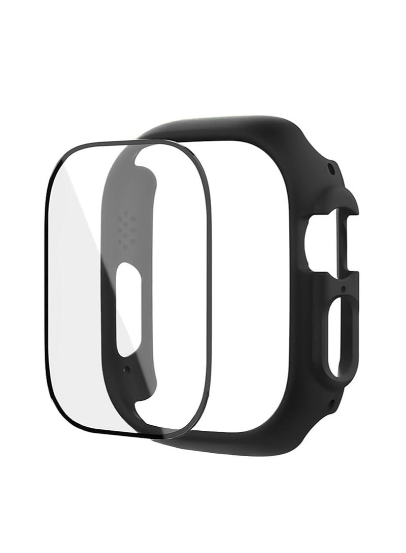 2 in 1 Silicone Band Strap Watch Band & Protective Case with Tempered Glass for Apple Watch Series 7,45mm (Black) - Image 2