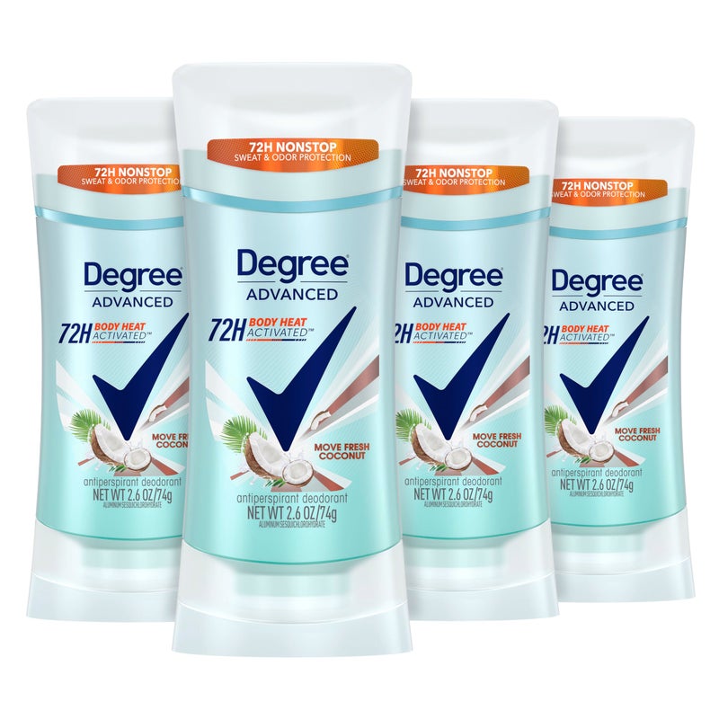 Degree Antiperspirant Deodorant 72-Hour Sweat & Odor Protection Fresh Coconut Deodorant for Women with MotionSense Technology 2.6 oz, Pack of 4 - Image 1