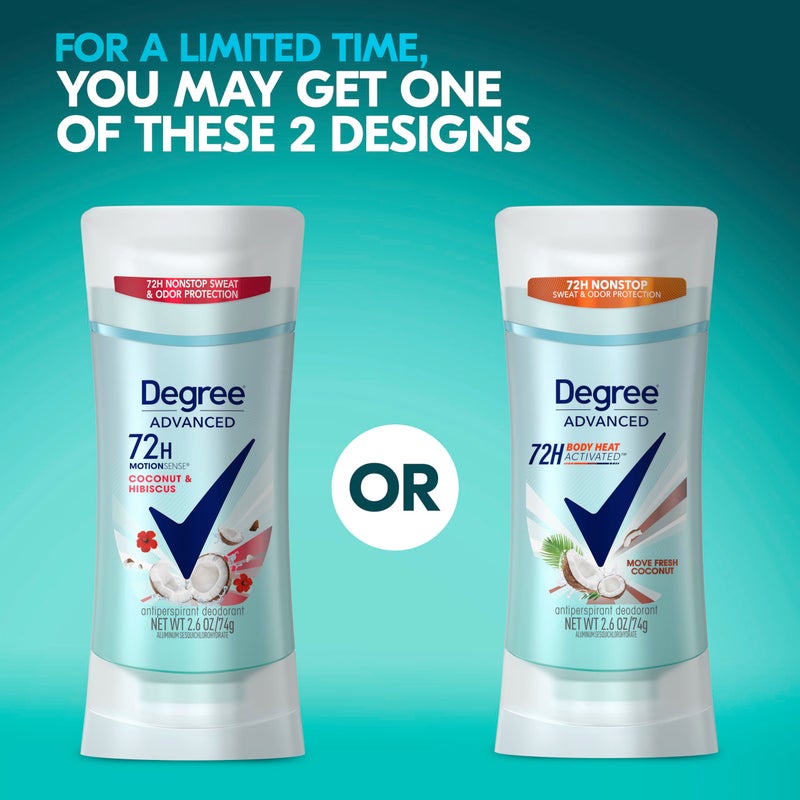 Degree Antiperspirant Deodorant 72-Hour Sweat & Odor Protection Fresh Coconut Deodorant for Women with MotionSense Technology 2.6 oz, Pack of 4 - Image 2
