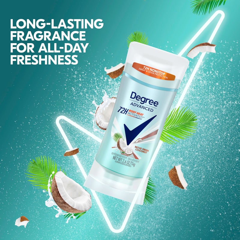 Degree Antiperspirant Deodorant 72-Hour Sweat & Odor Protection Fresh Coconut Deodorant for Women with MotionSense Technology 2.6 oz, Pack of 4 - Image 5