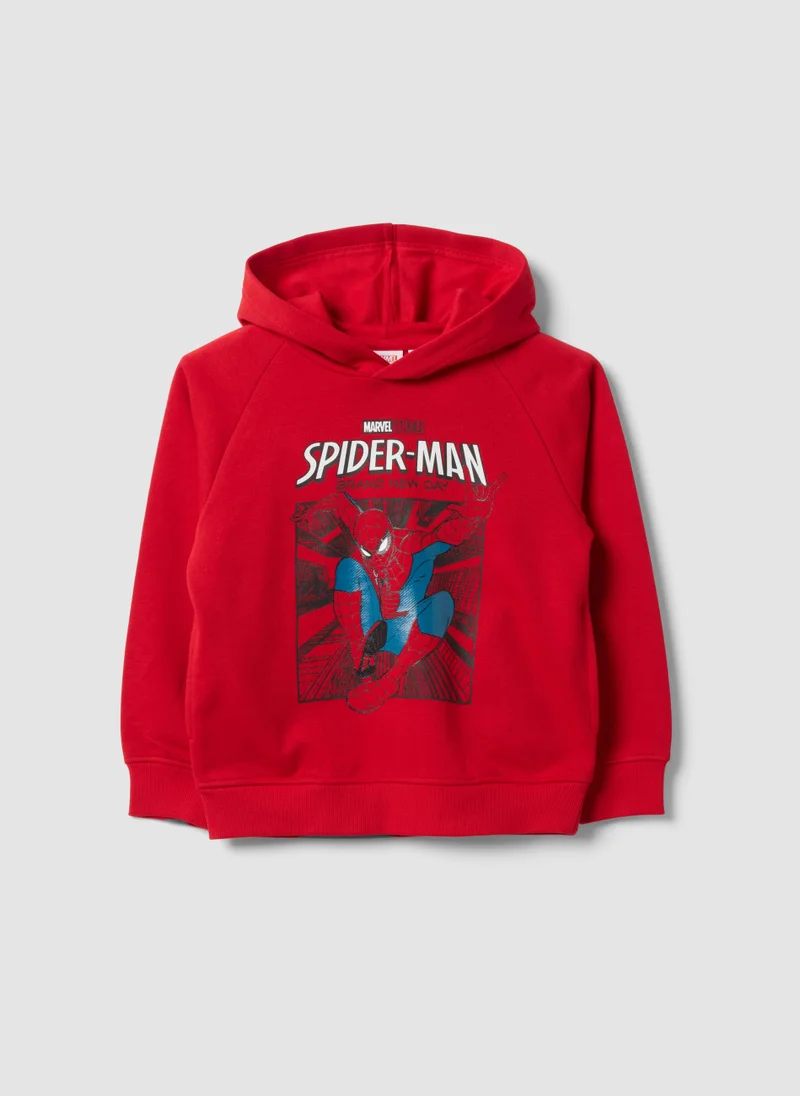 Ovs OVS Red Oversized Cotton-Blend Hoodie With Spider-Man Print For Boys