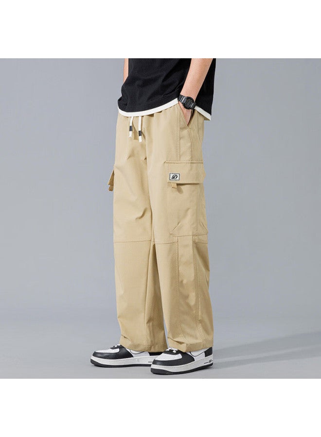 Dingfengbaoluo Casual Pants For Men, Spring And Summer Straight-leg Cargo Pants, American High Street Paratrooper Trousers, Ddf31 Khaki M - Image 3