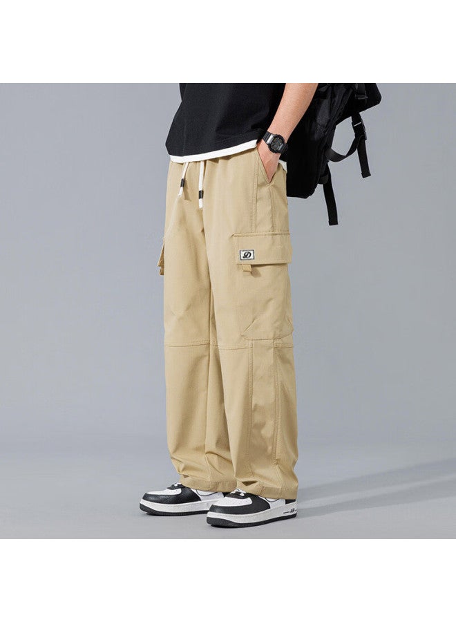 Dingfengbaoluo Casual Pants For Men, Spring And Summer Straight-leg Cargo Pants, American High Street Paratrooper Trousers, Ddf31 Khaki M - Image 5