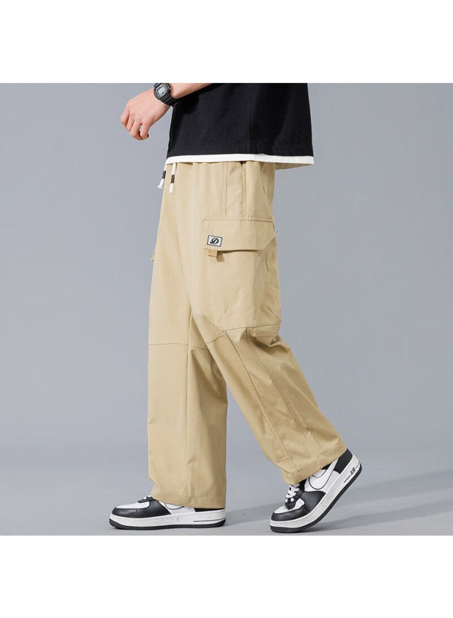 Dingfengbaoluo Casual Pants For Men, Spring And Summer Straight-leg Cargo Pants, American High Street Paratrooper Trousers, Ddf31 Khaki M - Image 4