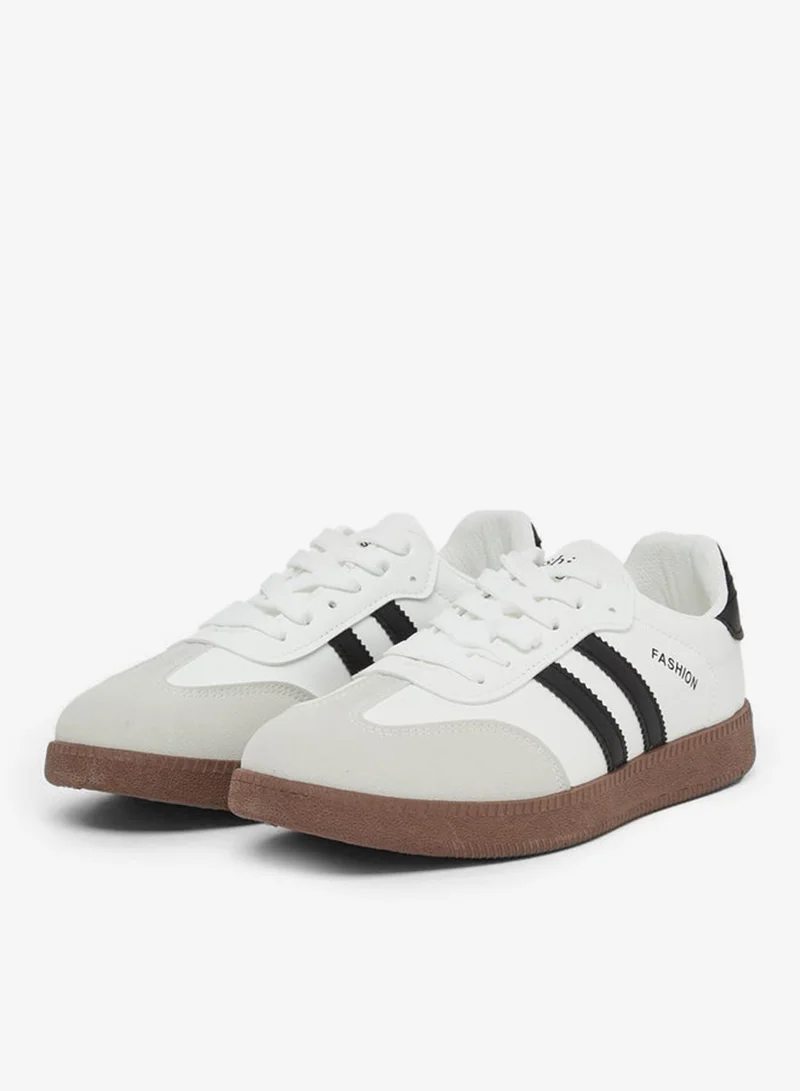 Styli Active Striped Lace Up Sneakers