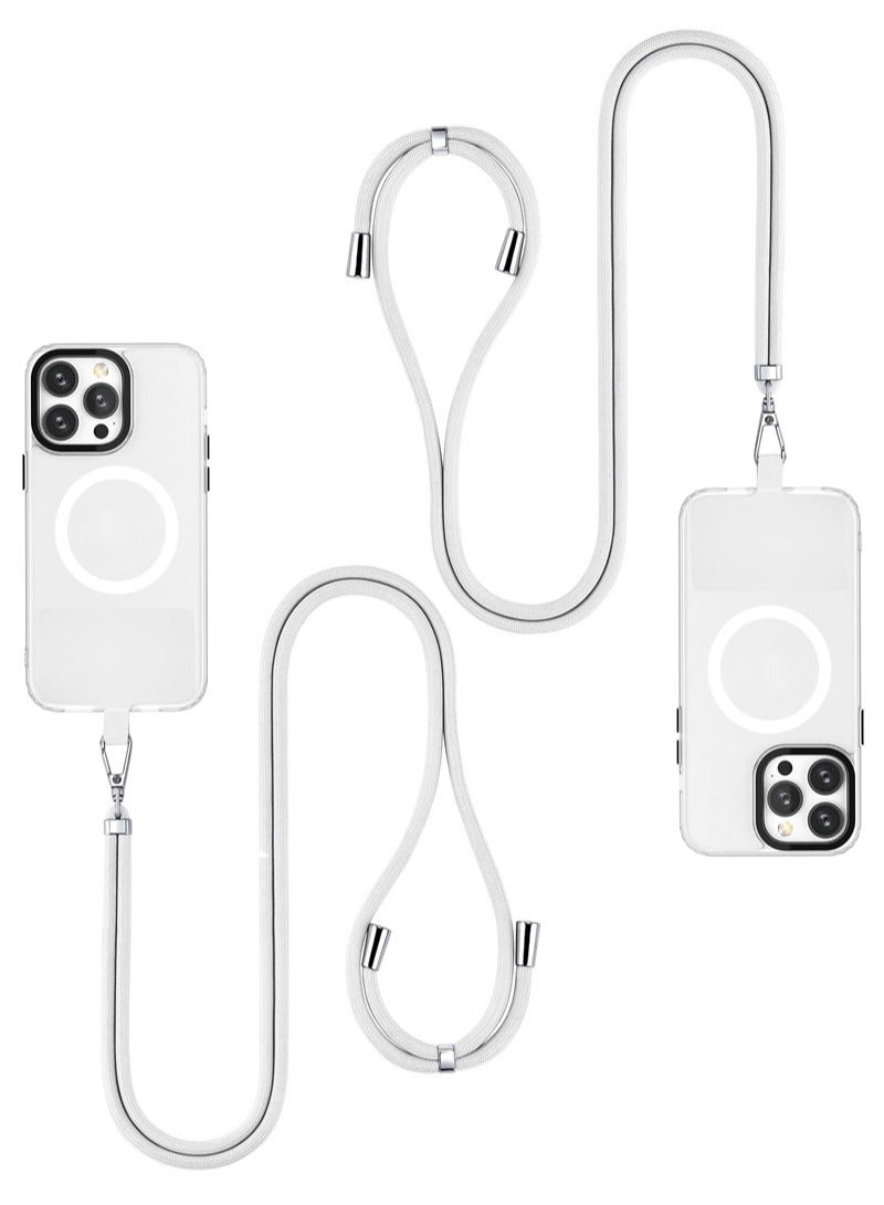 2Pack Phone Lanyard, Universal Crossbody Cell Phone Lanyards, Multifunctional Nylon Patch Adjustable Shoulder Neck Strap Compatible with Most Smartphones(White)  - Image 1