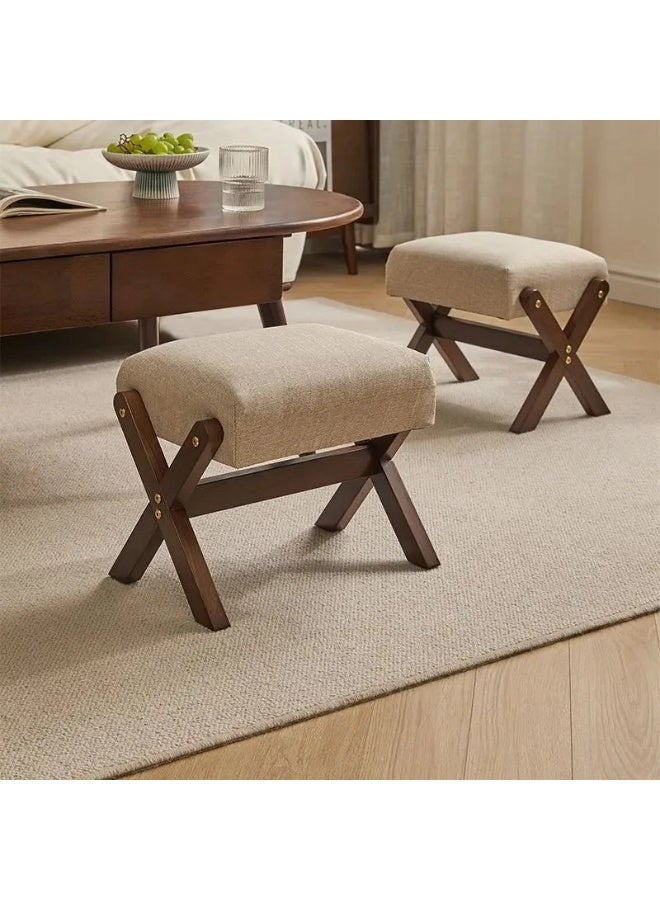 Footboard Bench Solid Wood Shoe Changing Stool Household Entrance Door Low Stool Shoe Changing Living Room Coffee Table Stool Sofa Stool  （size：32*26*27cm） - Image 2