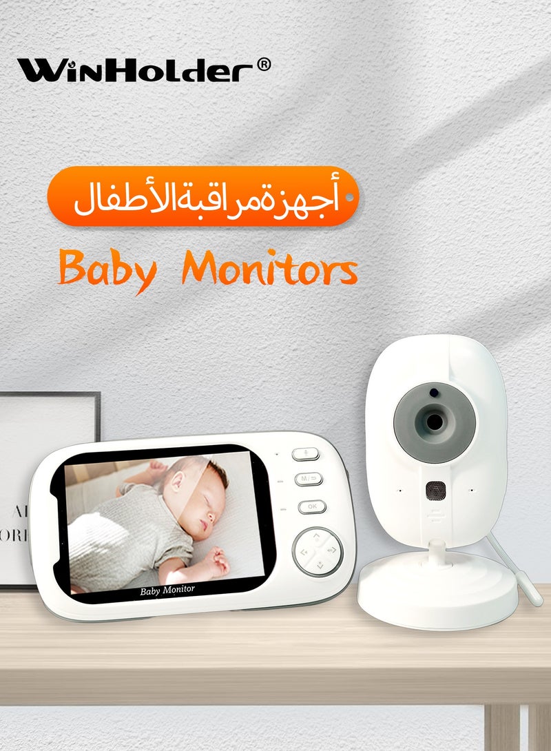 وين هولدر شاشة LCD بحجم 3.5 بوصة لمراقبة الأطفال، كاميرا مراقبة أطفال مع رؤية ليلية، لاسلكي وصوت، صوت ثنائي الاتجاه، مستشعر درجة حرارة وتهويدات، بدون WiFi، بطارية طويلة العمر، مثالية للأطفال/كبار السن/الحيوانات الأليفة - Image 1