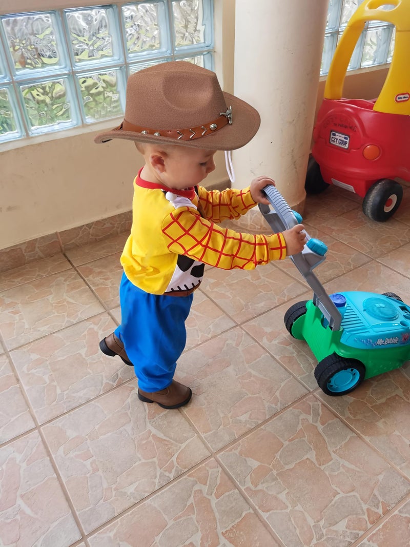 JOYEBUY Western Cowboy Hat for Kids Boys Girl Classic Roll Up Fedora Hat with Buckle Belt (US, Age, 6 Years, 10 Years, Camel) - Image 3