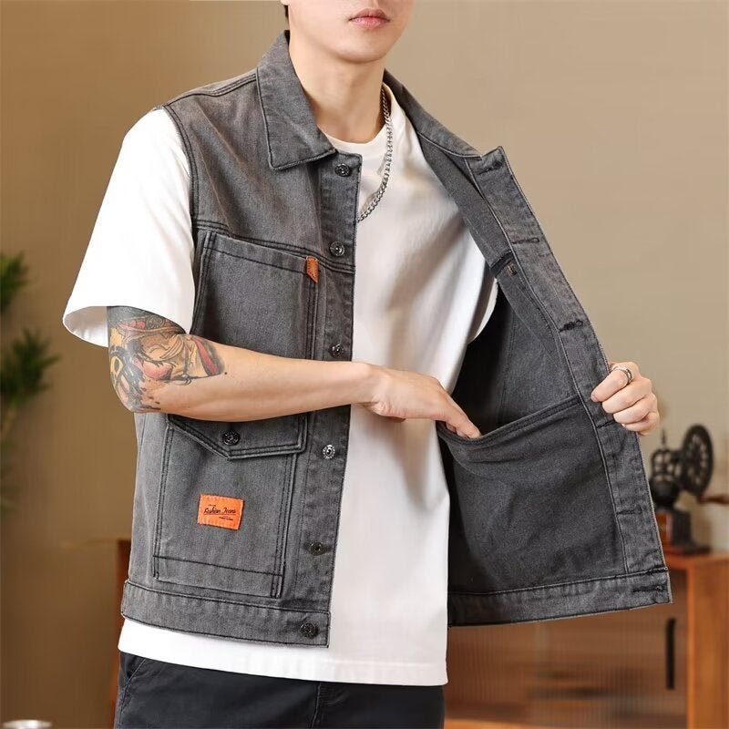 High-End Wear-Resistant Denim Jacket Cotton Men'S 2025 Spring New Men'S Retro Work Jacket Men'S Casual - Image 2