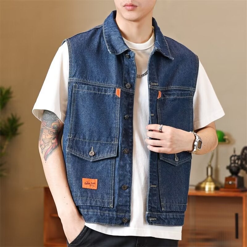 High-End Wear-Resistant Denim Jacket Cotton Men'S 2025 Spring New Men'S Retro Work Jacket Men'S Casual - Image 3