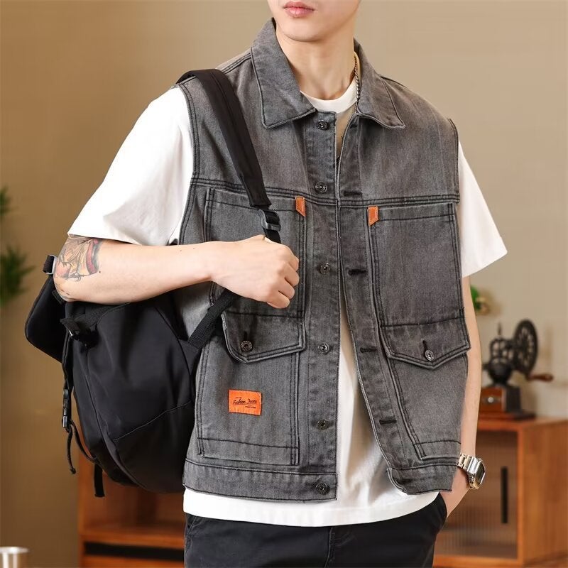High-End Wear-Resistant Denim Jacket Cotton Men'S 2025 Spring New Men'S Retro Work Jacket Men'S Casual - Image 4