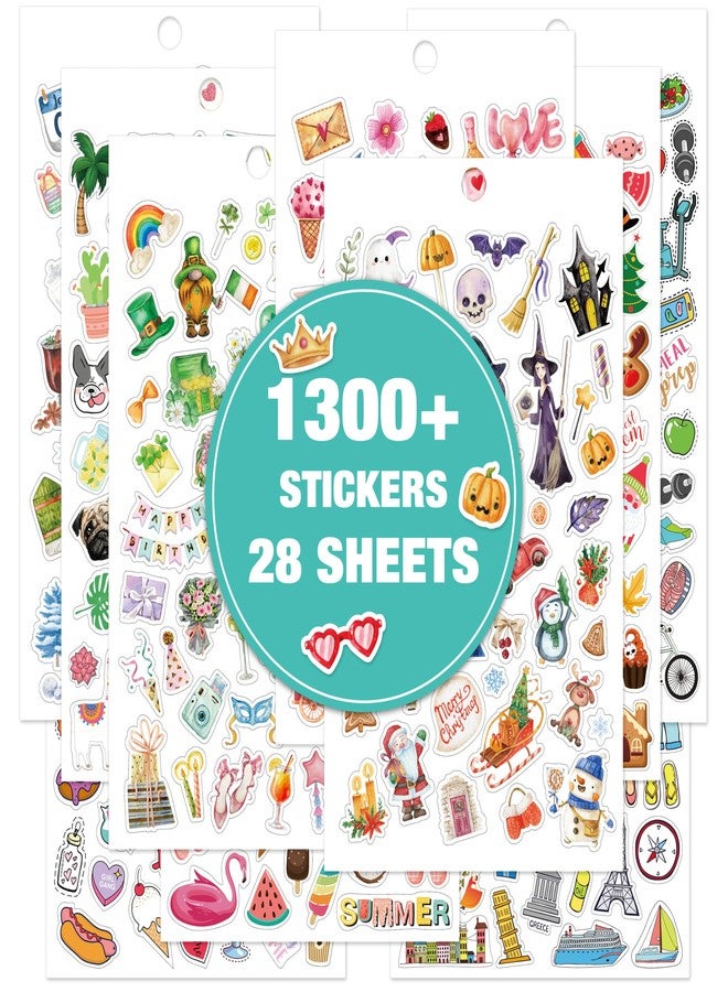 Coboll Planner Stickers - 28 Sheets, 1300+ Unique Sticker Monthly, 4.72'' x 8.27'' Sticker Book - Holidays, Seasonal, Inspirational Quotes, to-dos, Appointments, Scrapbook Stickers for Adults - Image 1