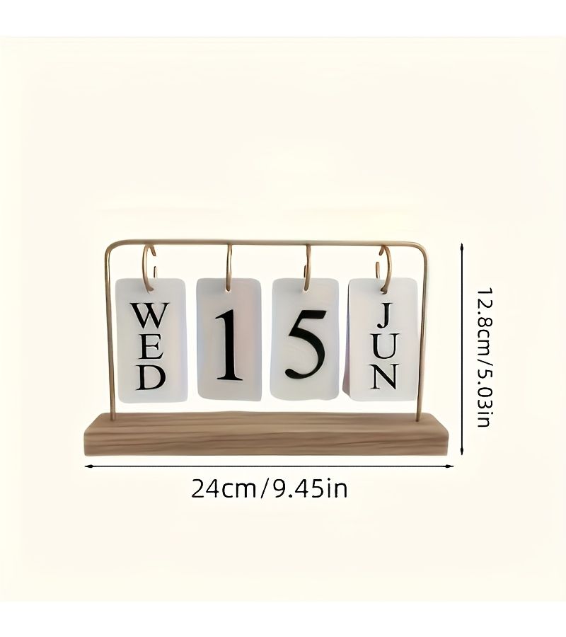 Golden Perpetual Calendar Flip Page Design Replaceable Date Home Office Decor - Image 2