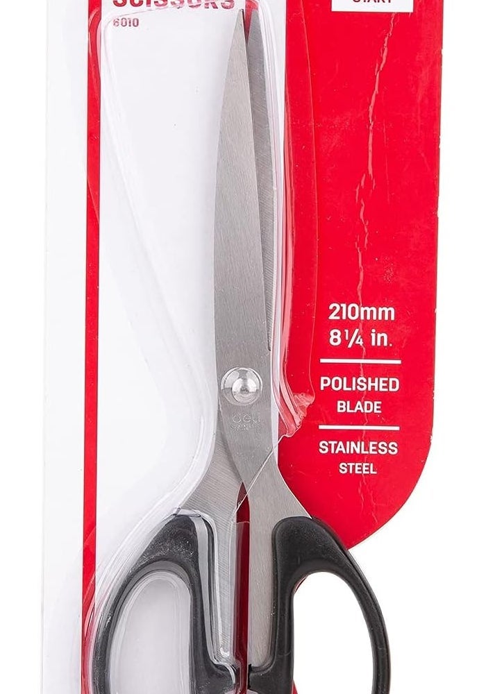 Deli E6010 Scissors, 210mm Length, Black/Red - Image 1