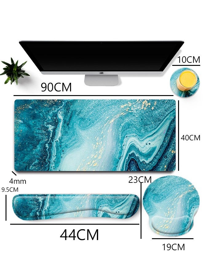 Arabest Mouse pad, Gaming Mouse Pad Wrist Support Set,4in1 Desk Mat+ Keyboard Wrist Rest+Mouse Wrist Rest+Coaster Set with Ergonomic Design for Home Office Table Computer  - Image 2