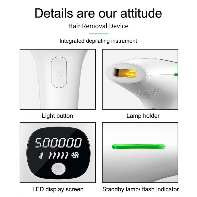 Bosidin Permanent Hair Reduction IPL Laser Hair Removal Device 500,000 Flashes | Painless hair removal device for women and men from Body Armpits, Legs, Arms - Image 4
