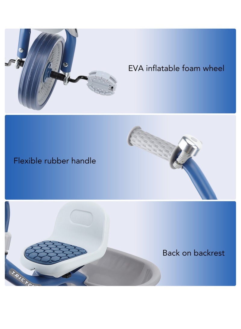 Velaurs Toddler Tricycle to Avoid Rollover, Anti-Skid, Silent Wheel Adjustment Chair, Children's Tricycle Toy, 40kg Load-Bearing Blue - Image 5