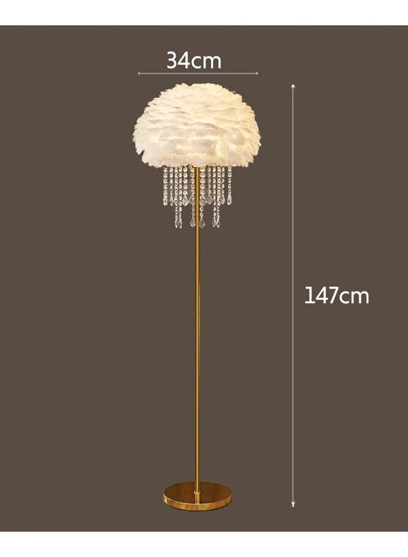 Floor Lamp Floor Lamp Feather Crystal Lamp Living Room Sofa Decorative Light 3-Color Dimmable Floor Lamp Standing Table Lamp - Image 5