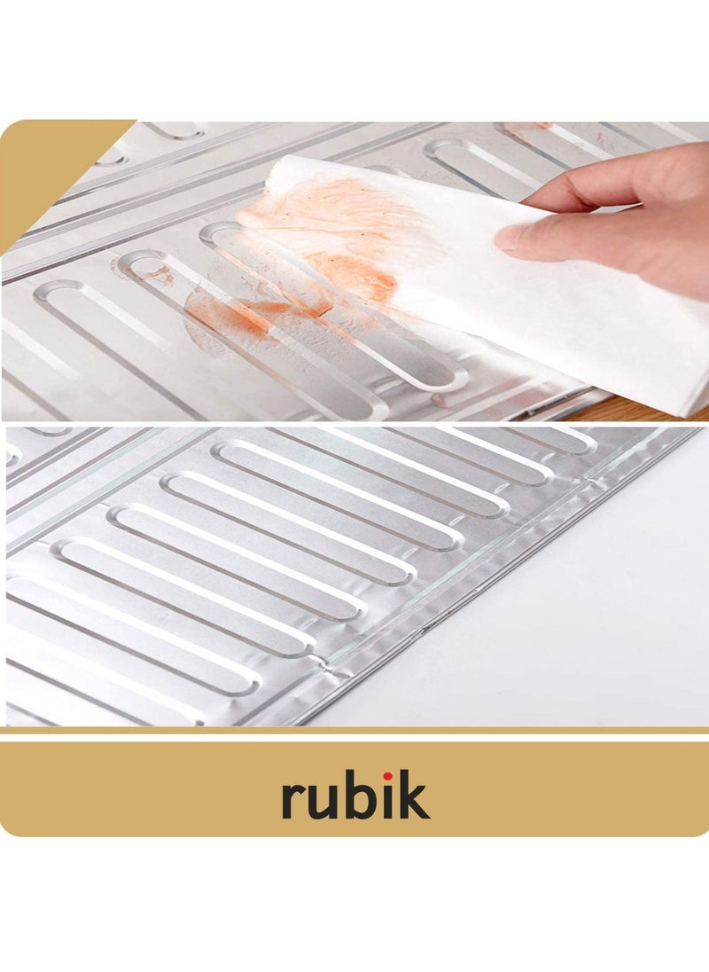 Rubik - Oil Splash Guard Cooking Aluminum Foil Gas Stove Oil Splatter Shield Screen For Stove Top, Frying Pan, Kitchen Tool For Wall Oil, Silver - Image 1
