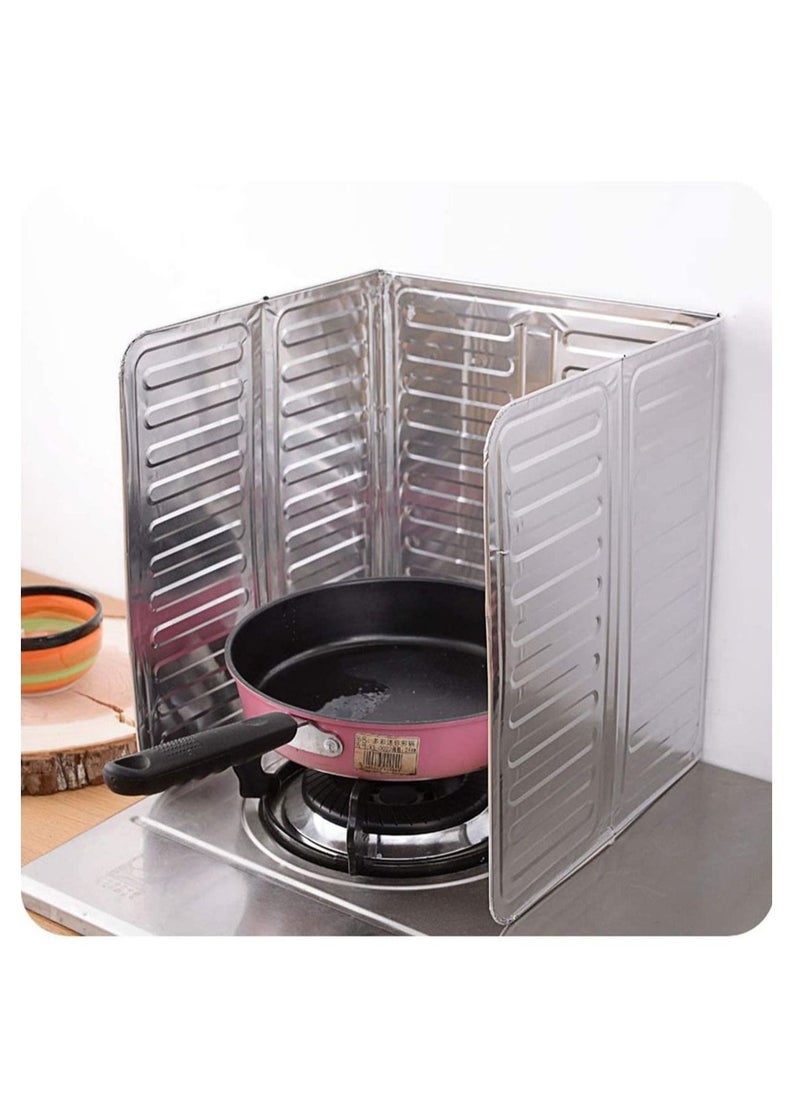 Rubik - Oil Splash Guard Cooking Aluminum Foil Gas Stove Oil Splatter Shield Screen For Stove Top, Frying Pan, Kitchen Tool For Wall Oil, Silver - Image 1