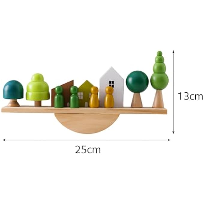 MONTESSORI WOODEN BALANCING SET – NATURE THEMED TREES, HOUSES & PEG DOLLS | EDUCATIONAL TOY FOR TODDLERS 12+ MONTHS | FINE MOTOR SKILLS, STEM PLAY | ECO-FRIENDLY NON-TOXIC GIFT - Image 3