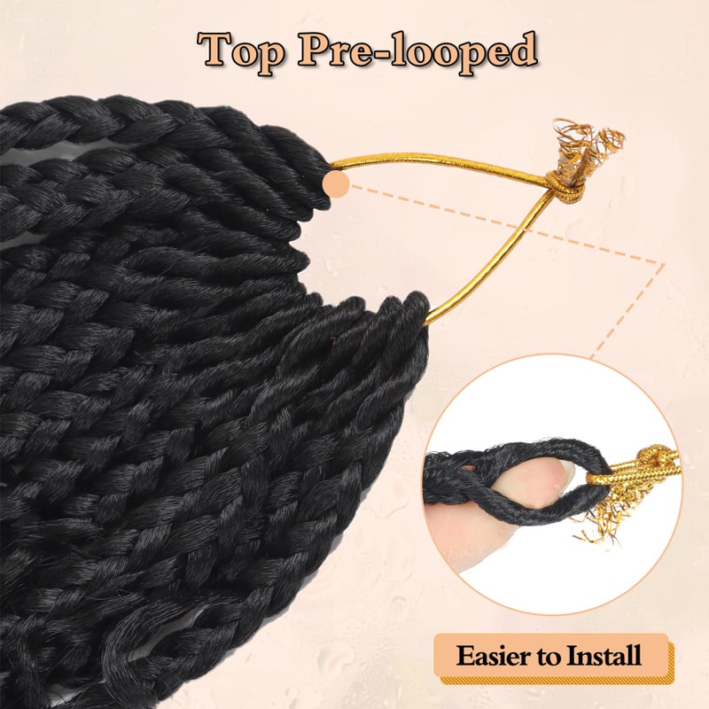 Julen Goddess Box Braids Crochet Hair 1B - 8 Inch Pre Looped Boho Crochet Braids with Curly Ends, 8 Packs Crochet Hair for Black Women Boho 3X Synthetic Braiding Hair Extensions - Image 3