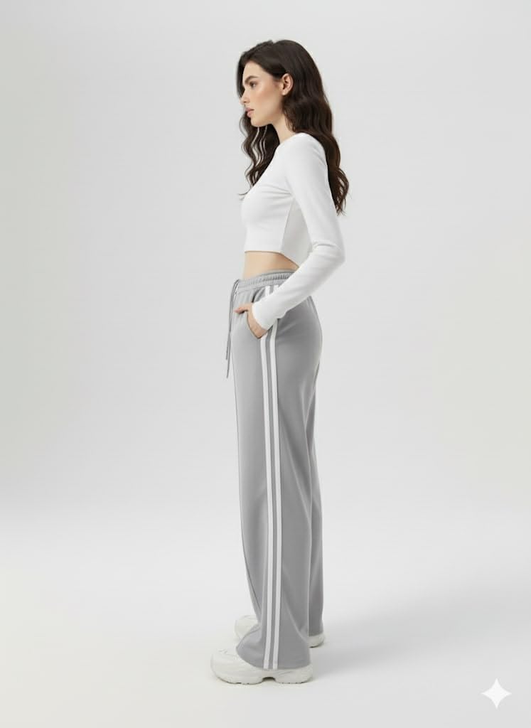 FASHA Women Joggers – High Waist Cotton Track Pants with Pockets | Gym Jogger Pants for Women | Casual Travel Lounge Wear Grey - Image 3