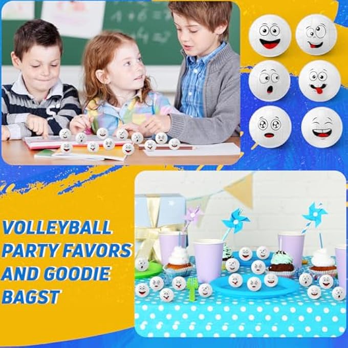 Arrowbash 12 Pcs Mini Face Stress Balls for Boys Girls Sport Funny Face Squeeze Foam Balls for Stress and Anxiety Relief for Party Favors Birthday Gift Decoration (Volleyball) - Image 3
