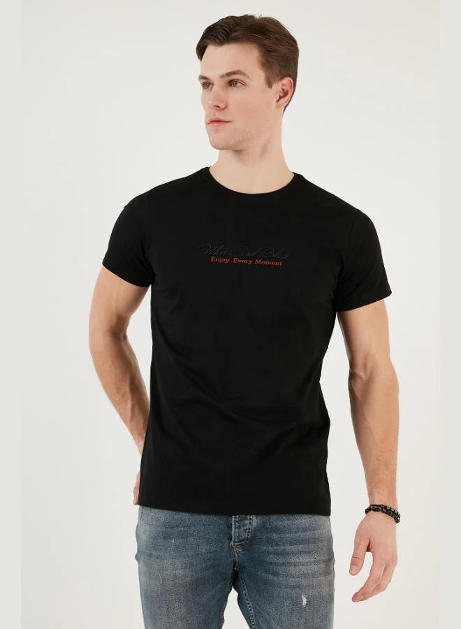 Buratti  Buratti Cotton Slim Fit Crew Neck Printed T-Shirt Men's T-Shirt 541 ENJOY for Men | Best Price UAE