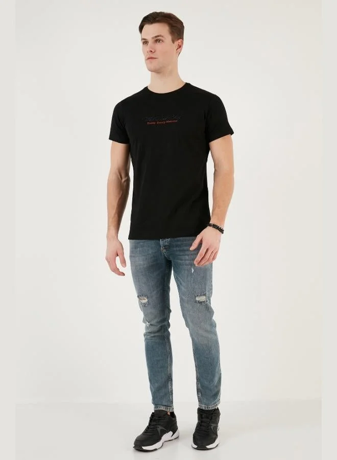 Buratti  Buratti Cotton Slim Fit Crew Neck Printed T-Shirt Men's T-Shirt 541 ENJOY for Men | Best Price UAE