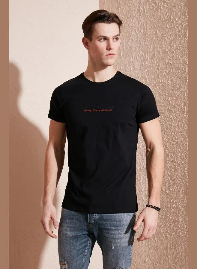 Buratti  Buratti Cotton Slim Fit Crew Neck Printed T-Shirt Men's T-Shirt 541 ENJOY for Men | Best Price UAE