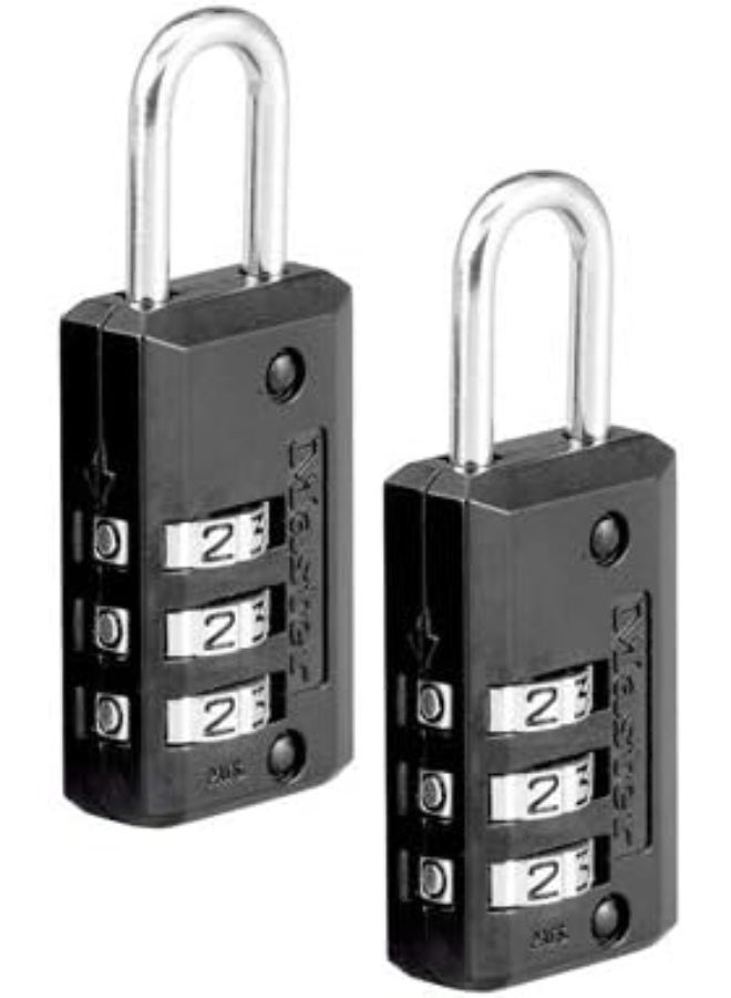 Master Lock Master Lock Black Set Your Own Combination Luggage Lock, Custom Combo Suitcase Padlock for Travel Bags or Backpacks, 646T , 2 Count ( Pack of 1)  - Image 1