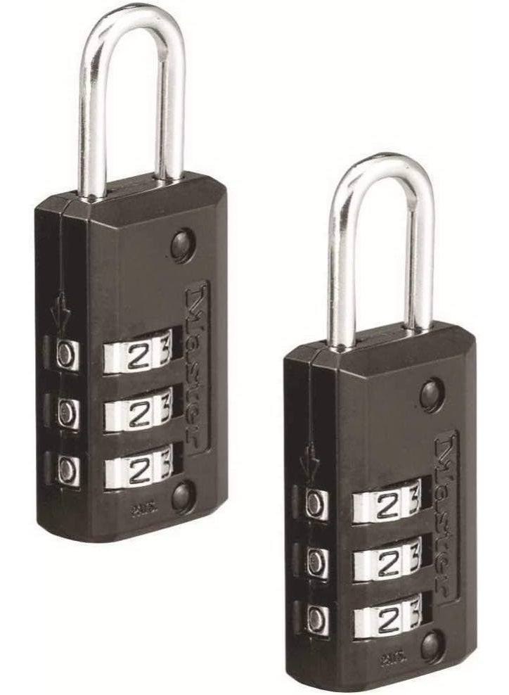 Master Lock Master Lock Black Set Your Own Combination Luggage Lock, Custom Combo Suitcase Padlock for Travel Bags or Backpacks, 646T , 2 Count ( Pack of 1)  - Image 4